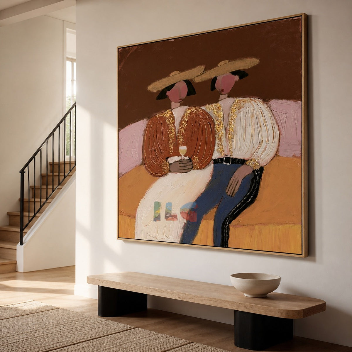 Golden Evening Pair – Elegant Figurative Wall Art