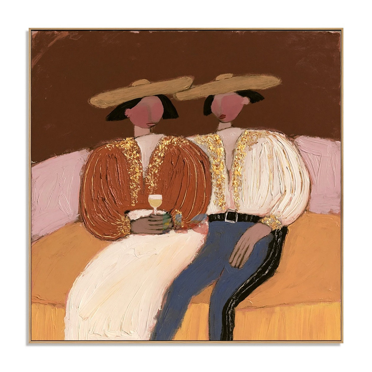Golden Evening Pair – Elegant Figurative Wall Art