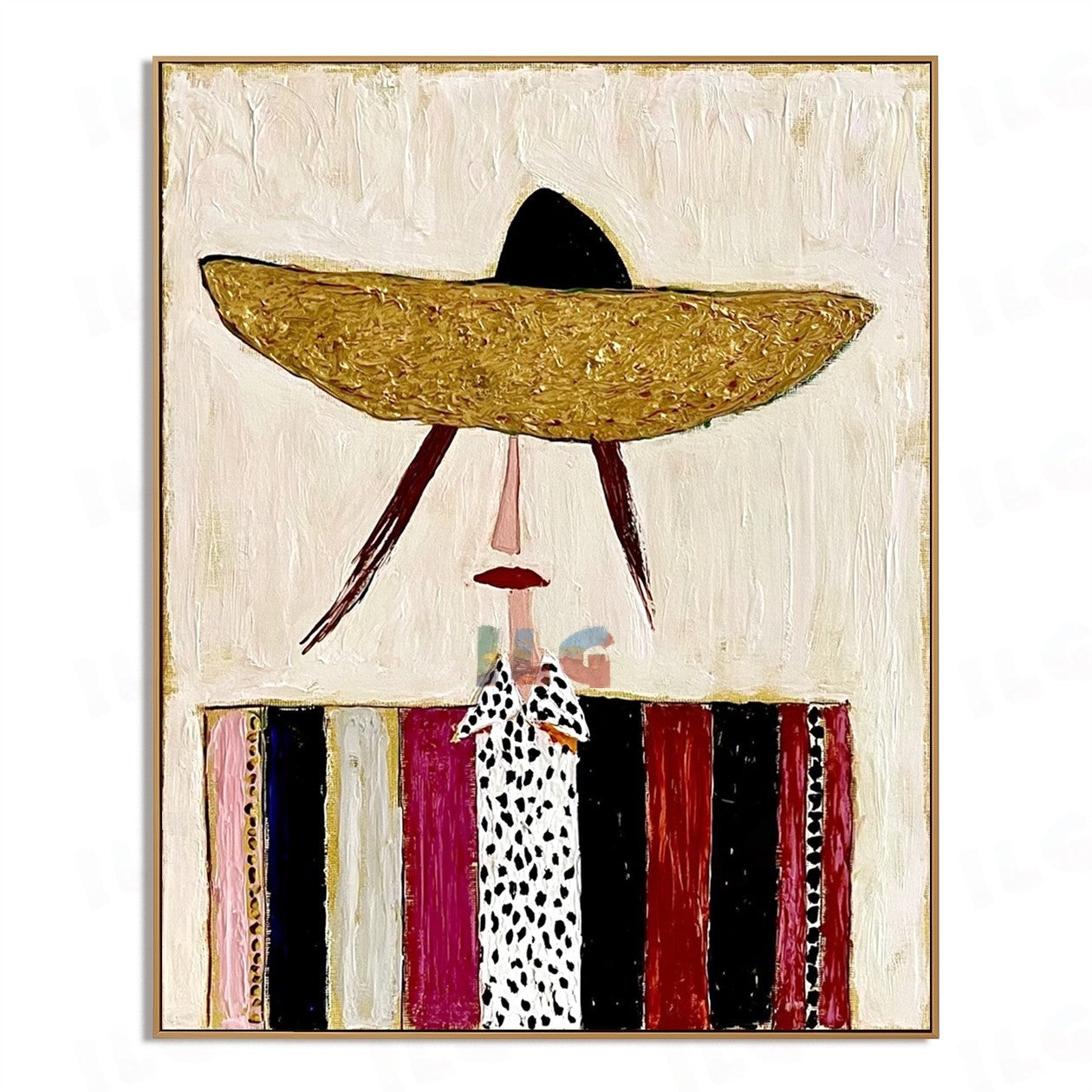 Golden Hat Muse – Abstract Figurative Wall Art
