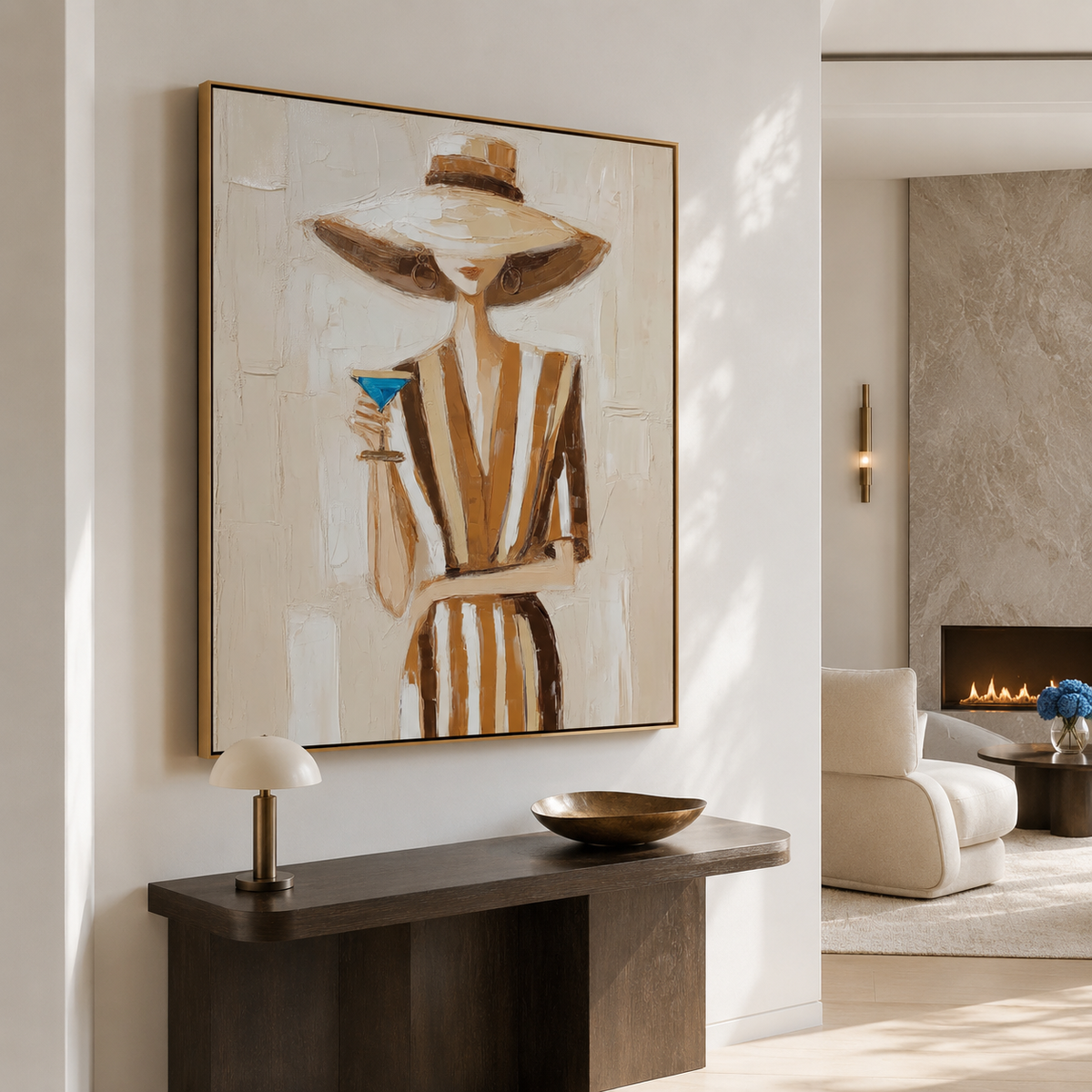 Golden Hour Muse – Modern Abstract Female Portrait Wall Art