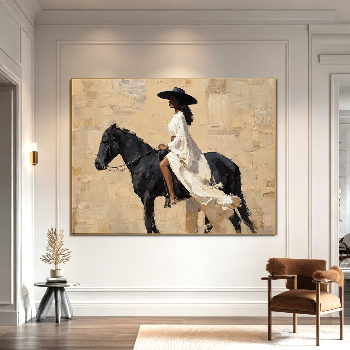 Midnight Rider – Elegant Horseback Figurative Wall Art