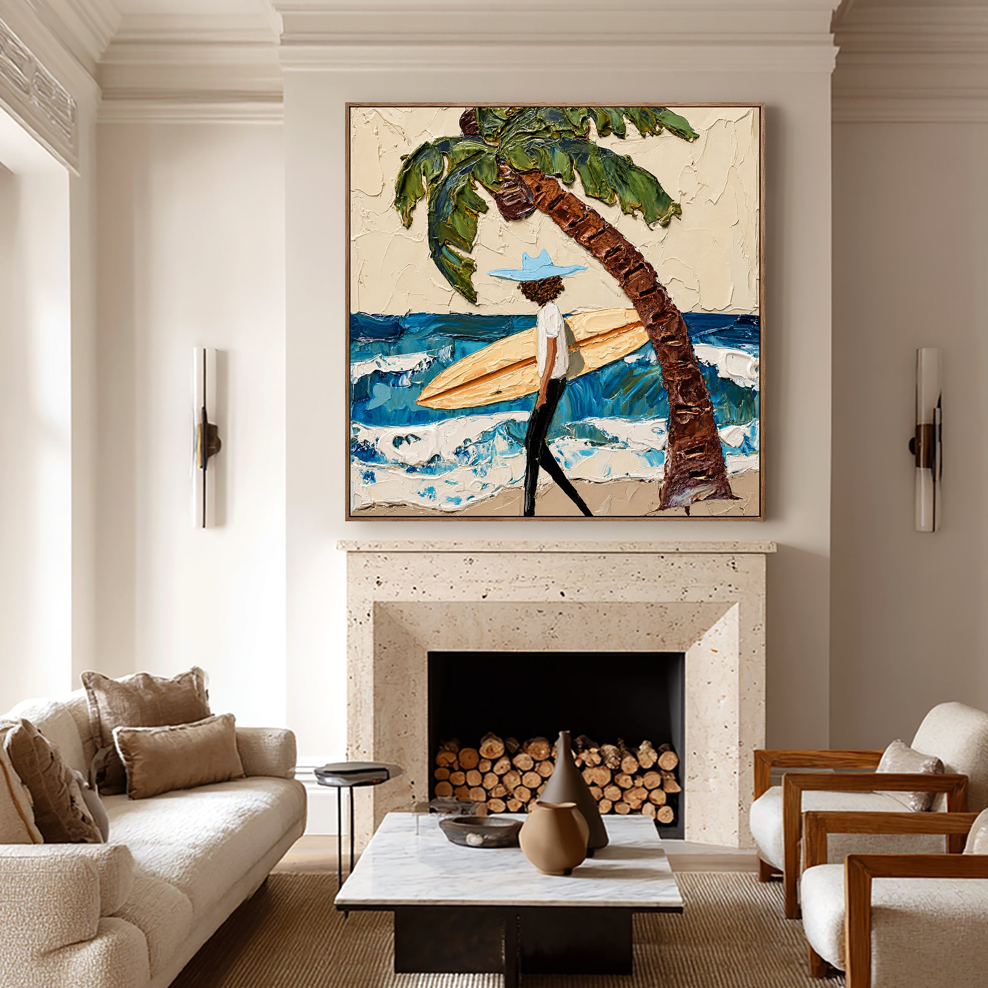 Ocean Palm Escape – Coastal Figurative Wall Art