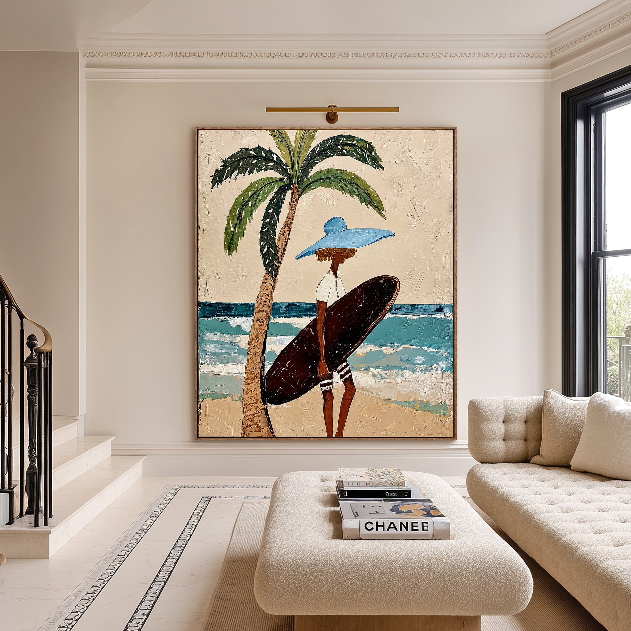 Palm Breeze Voyager – Coastal Figurative Wall Art