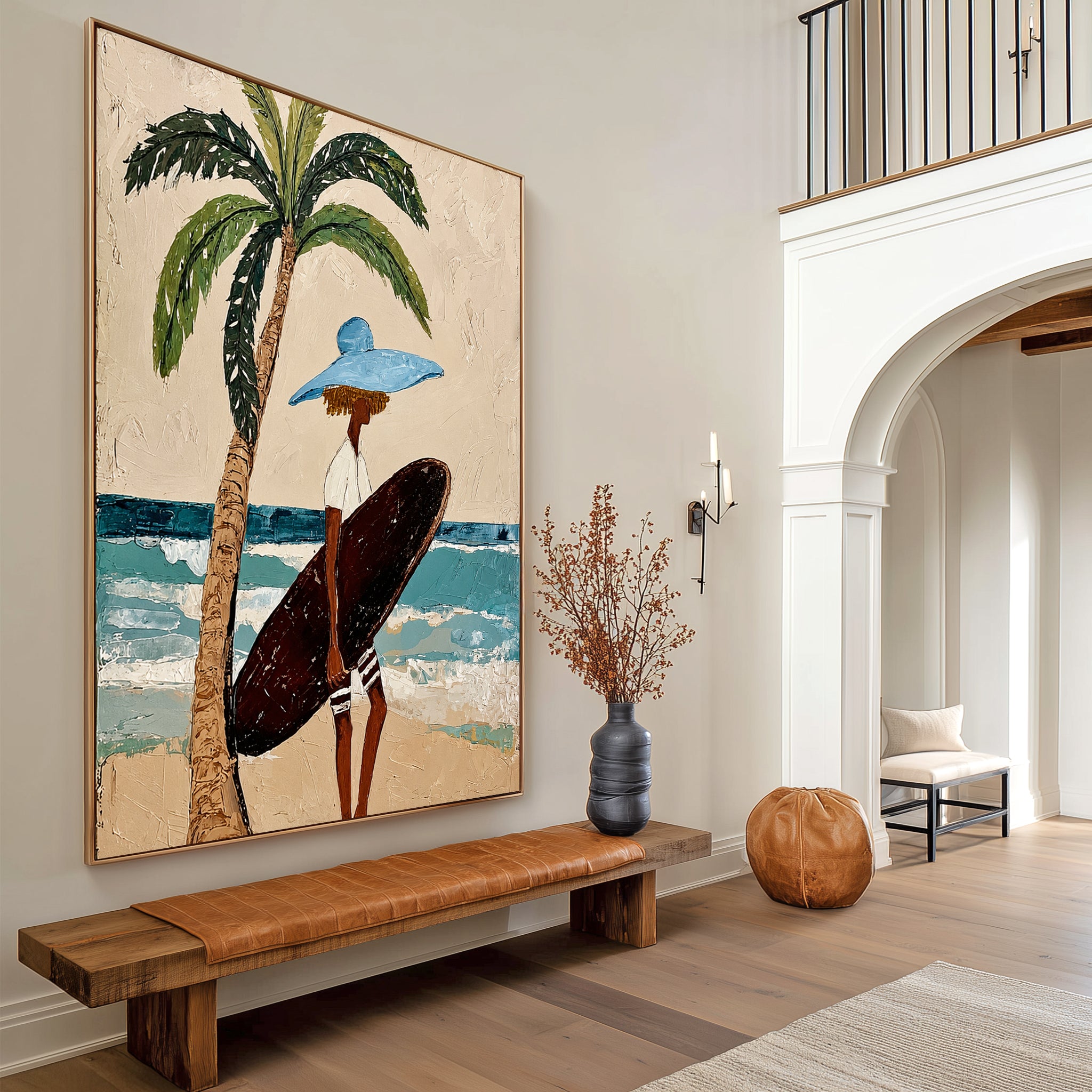 Palm Breeze Voyager – Coastal Figurative Wall Art