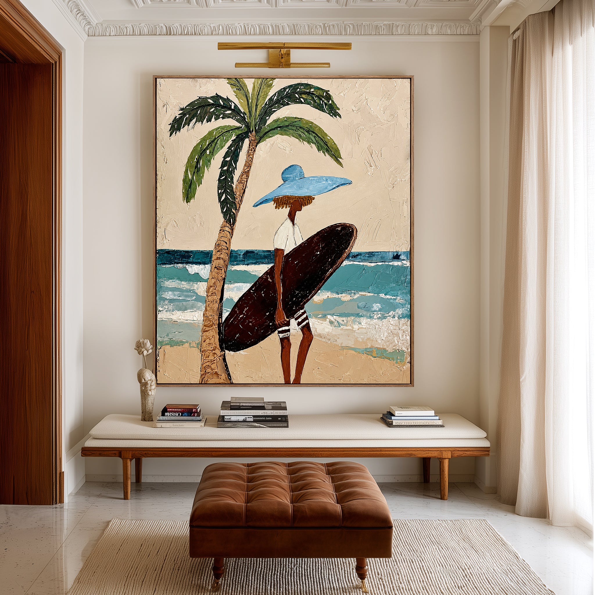 Palm Breeze Voyager – Coastal Figurative Wall Art