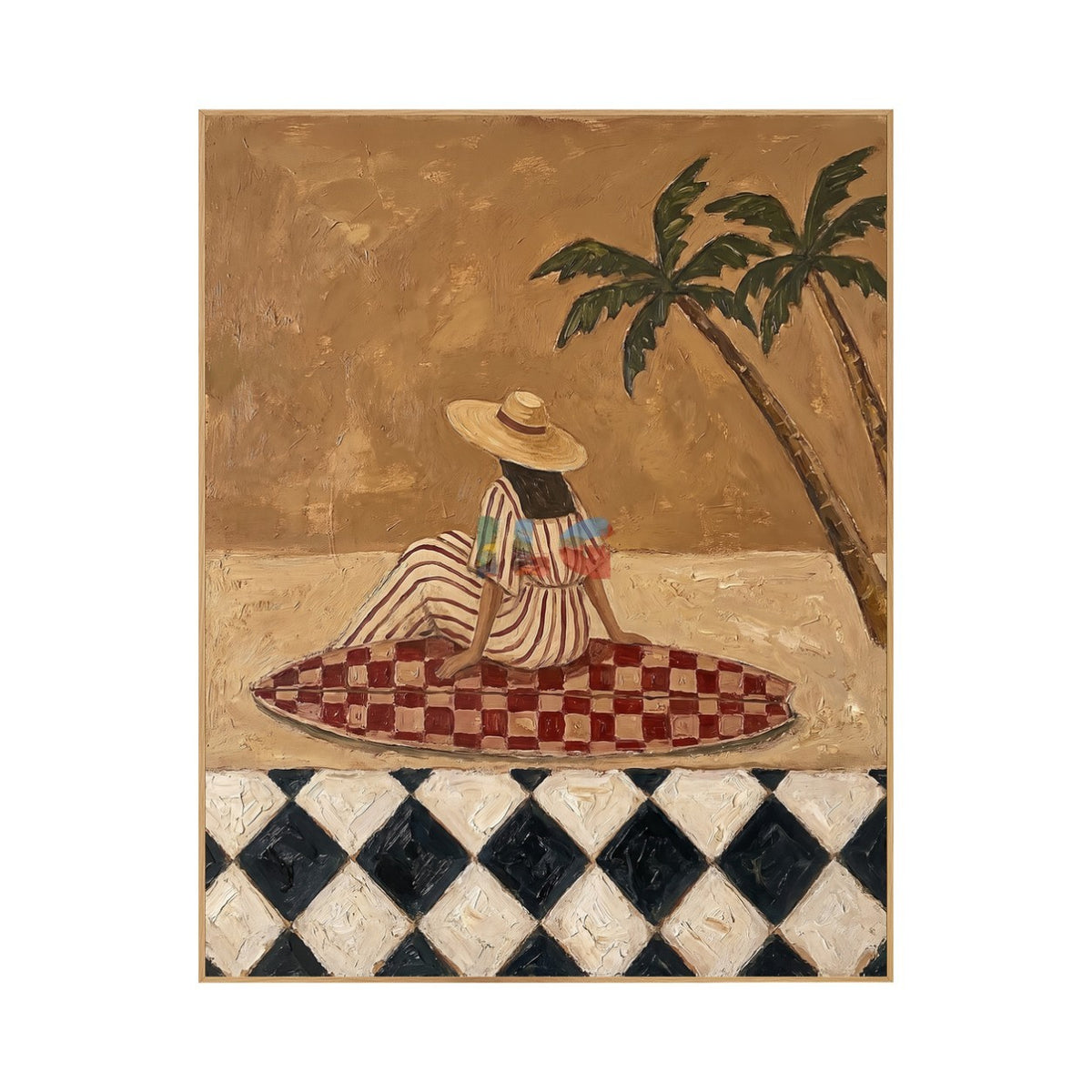 Saffron Shoreline Muse – Coastal Beach Figurative Wall Art
