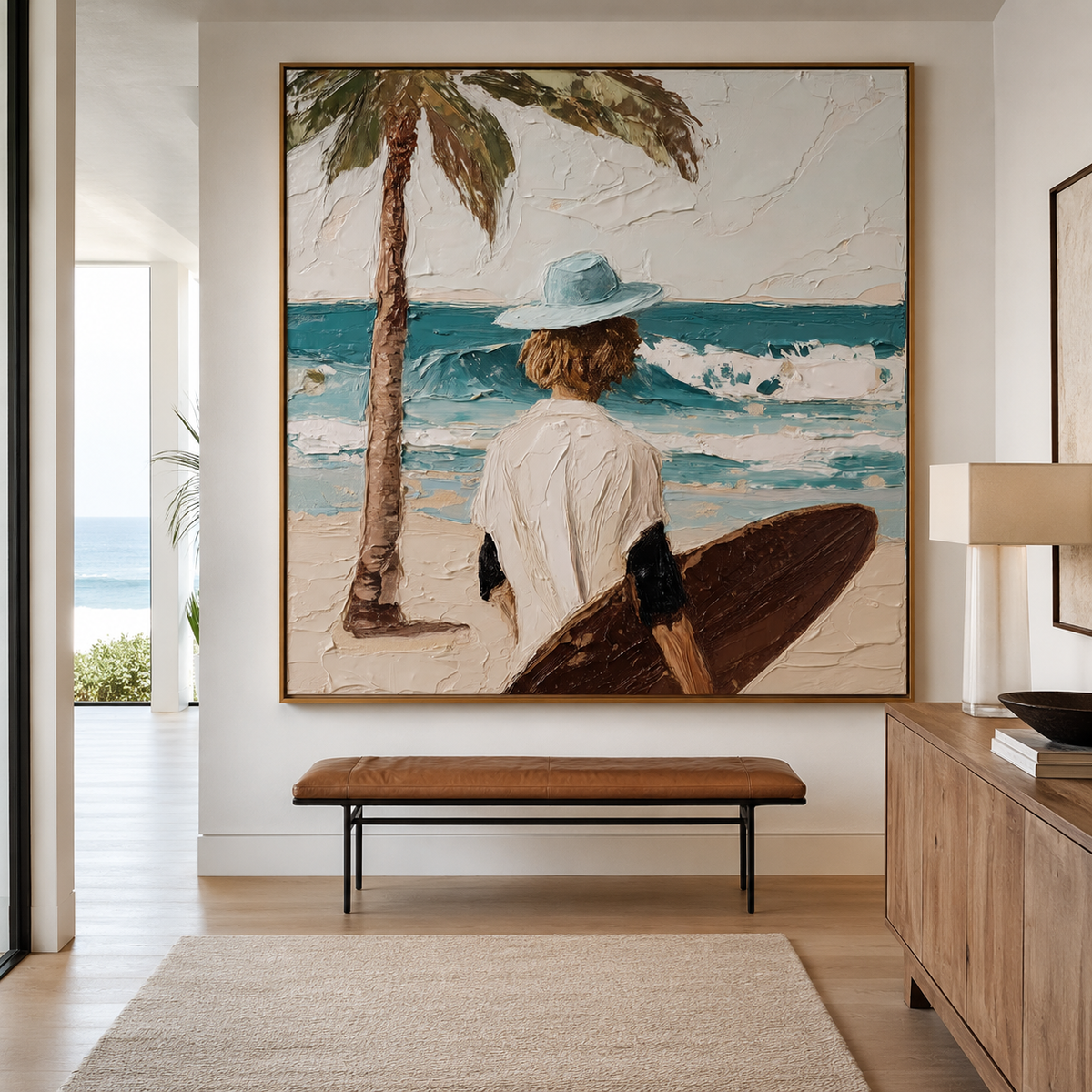 Tidebound Solitude – Coastal Surfboard Wall Art