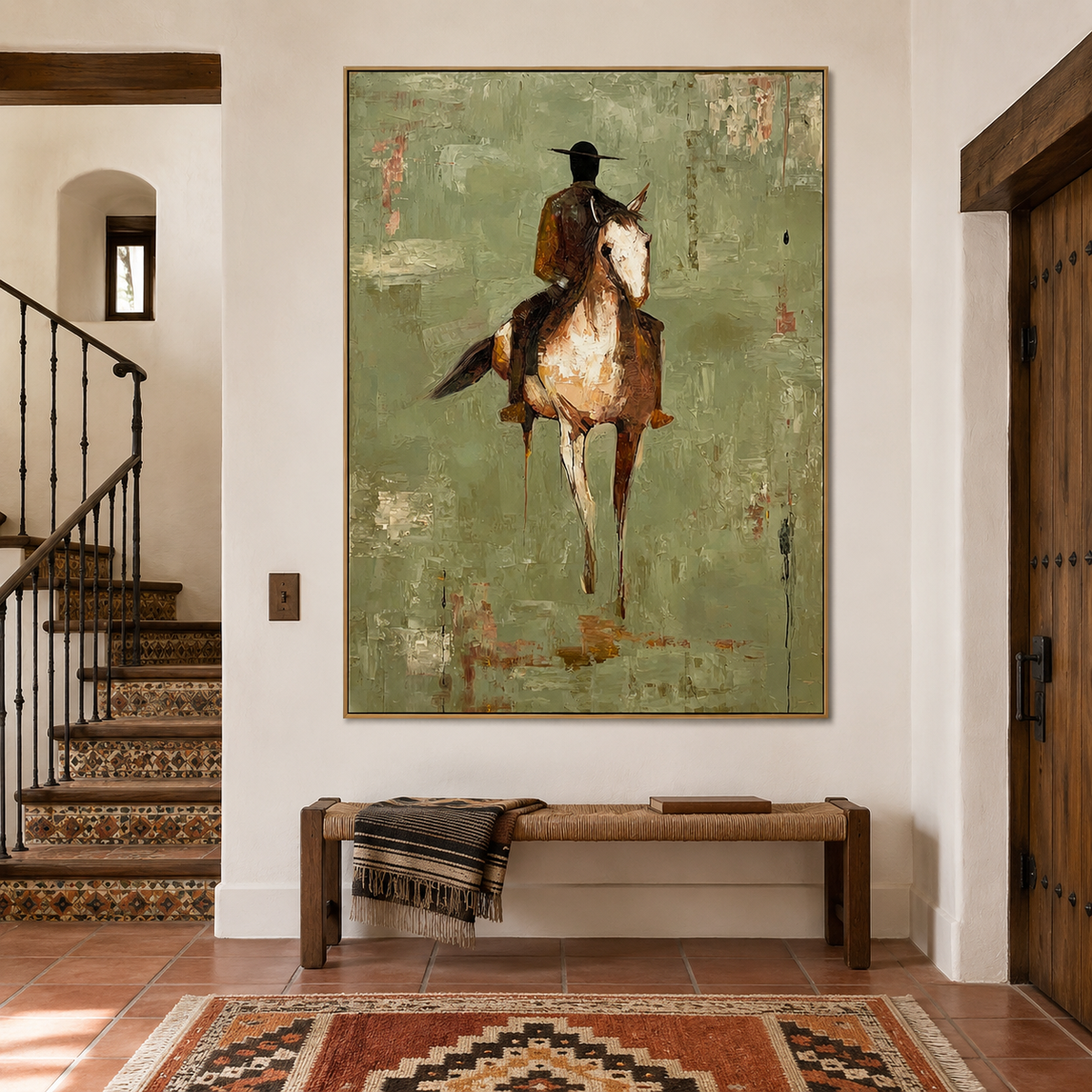 Verdant Rider Spirit – Equestrian Figurative Wall Art