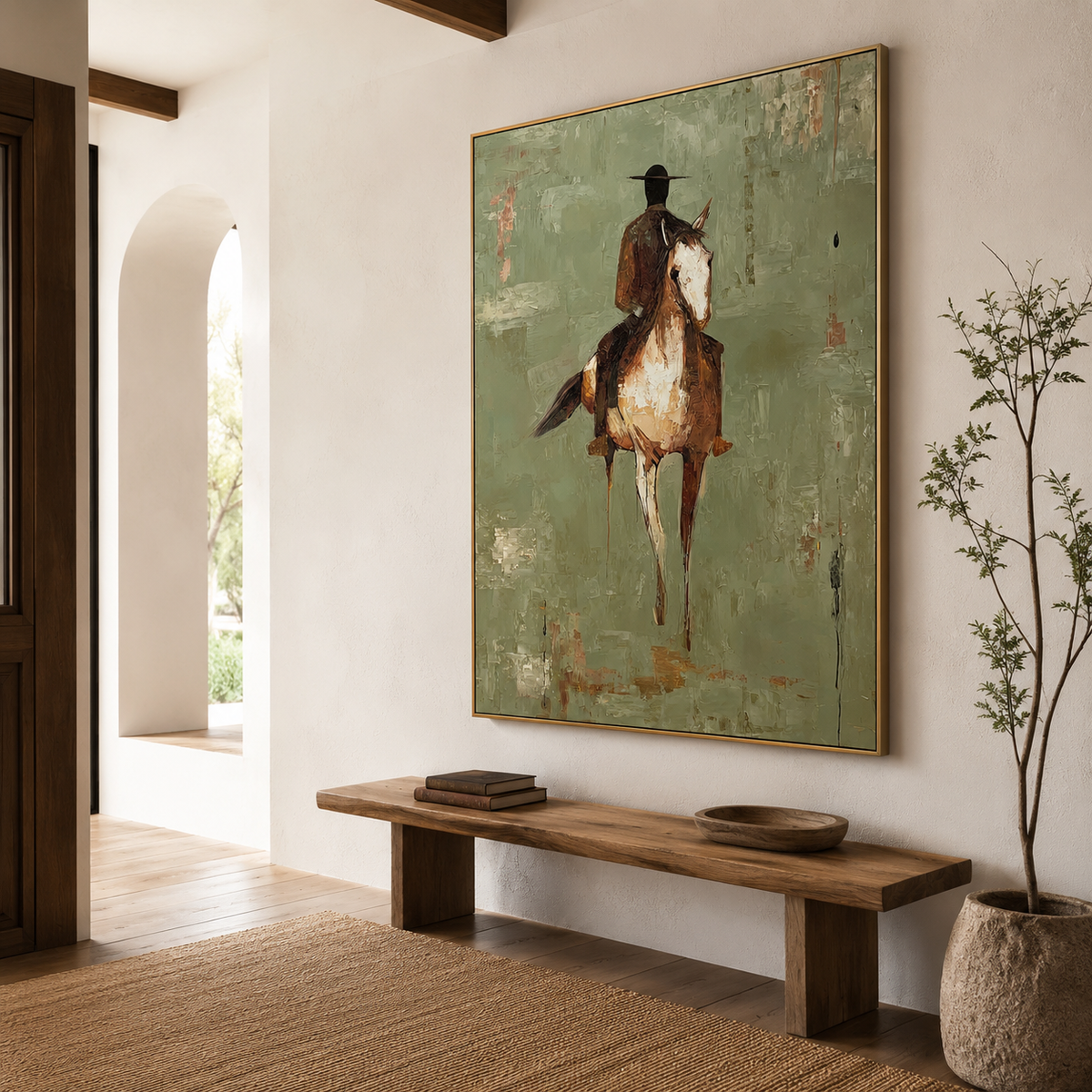 Verdant Rider Spirit – Equestrian Figurative Wall Art