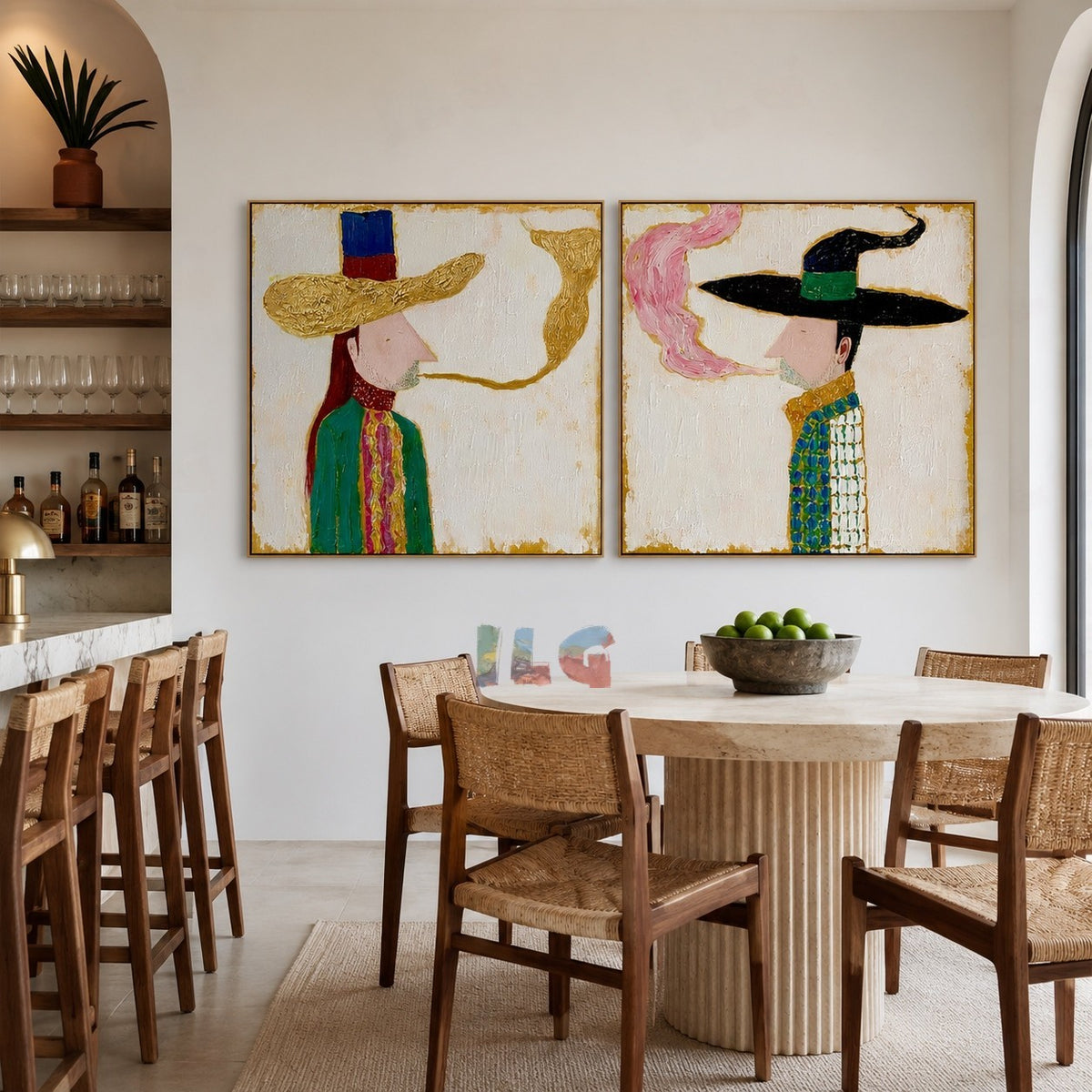 Whispering Hats – Abstract Portrait Wall Art Set