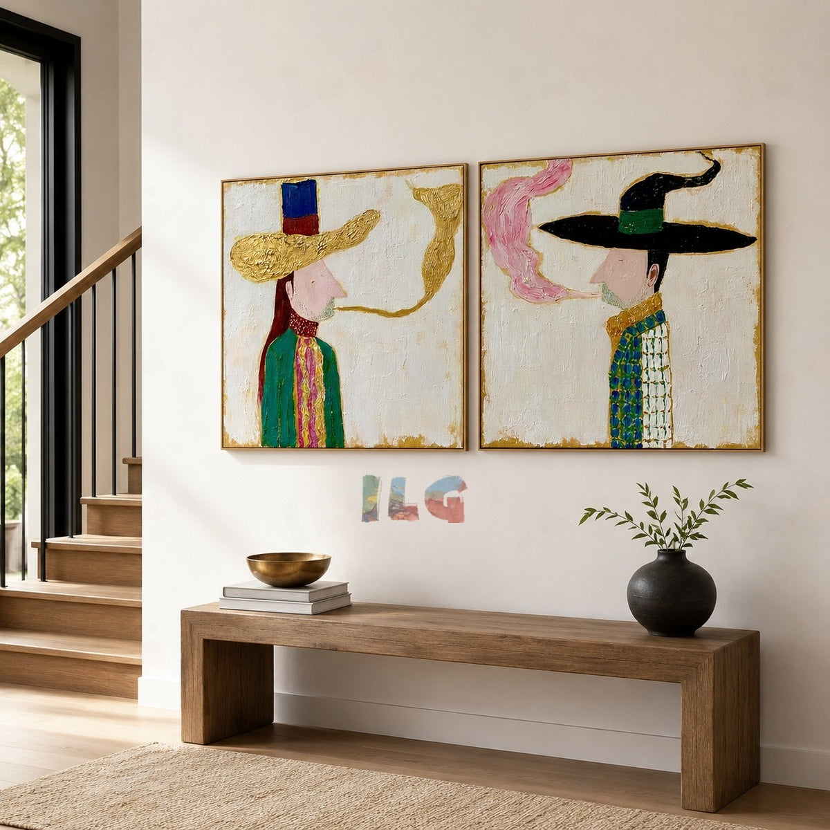 Whispering Hats – Abstract Portrait Wall Art Set