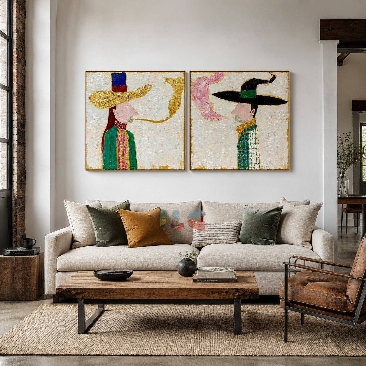 Whispering Hats – Abstract Portrait Wall Art Set