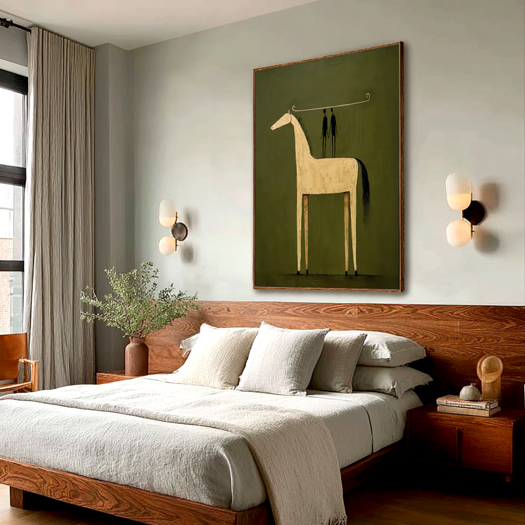 Olive Passage - Minimalist Horse Canvas Art
