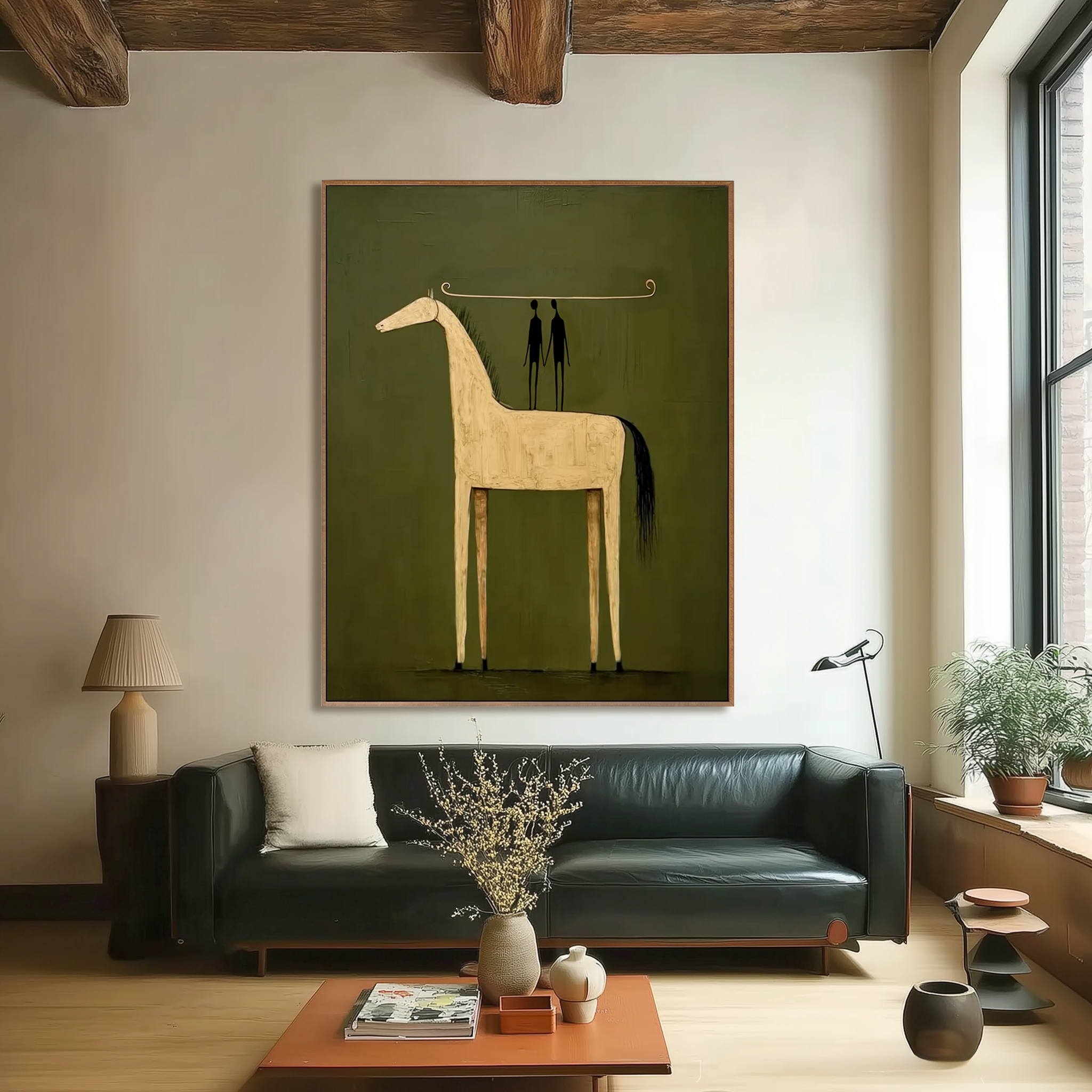Olive Passage - Minimalist Horse Canvas Art
