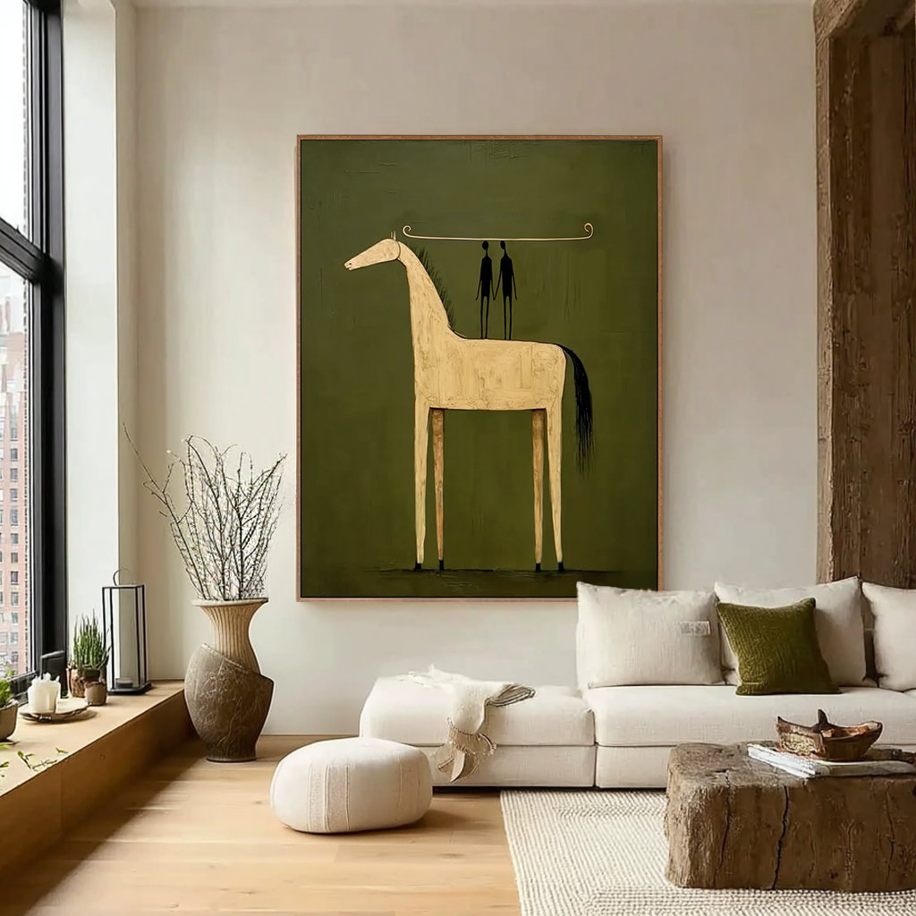 Olive Passage - Minimalist Horse Canvas Art