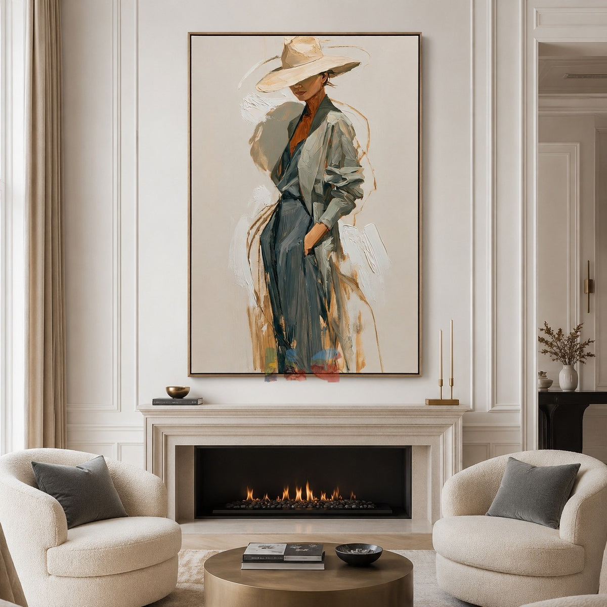 Ivory Horizon Muse – Modern Fashion Figurative Wall Art