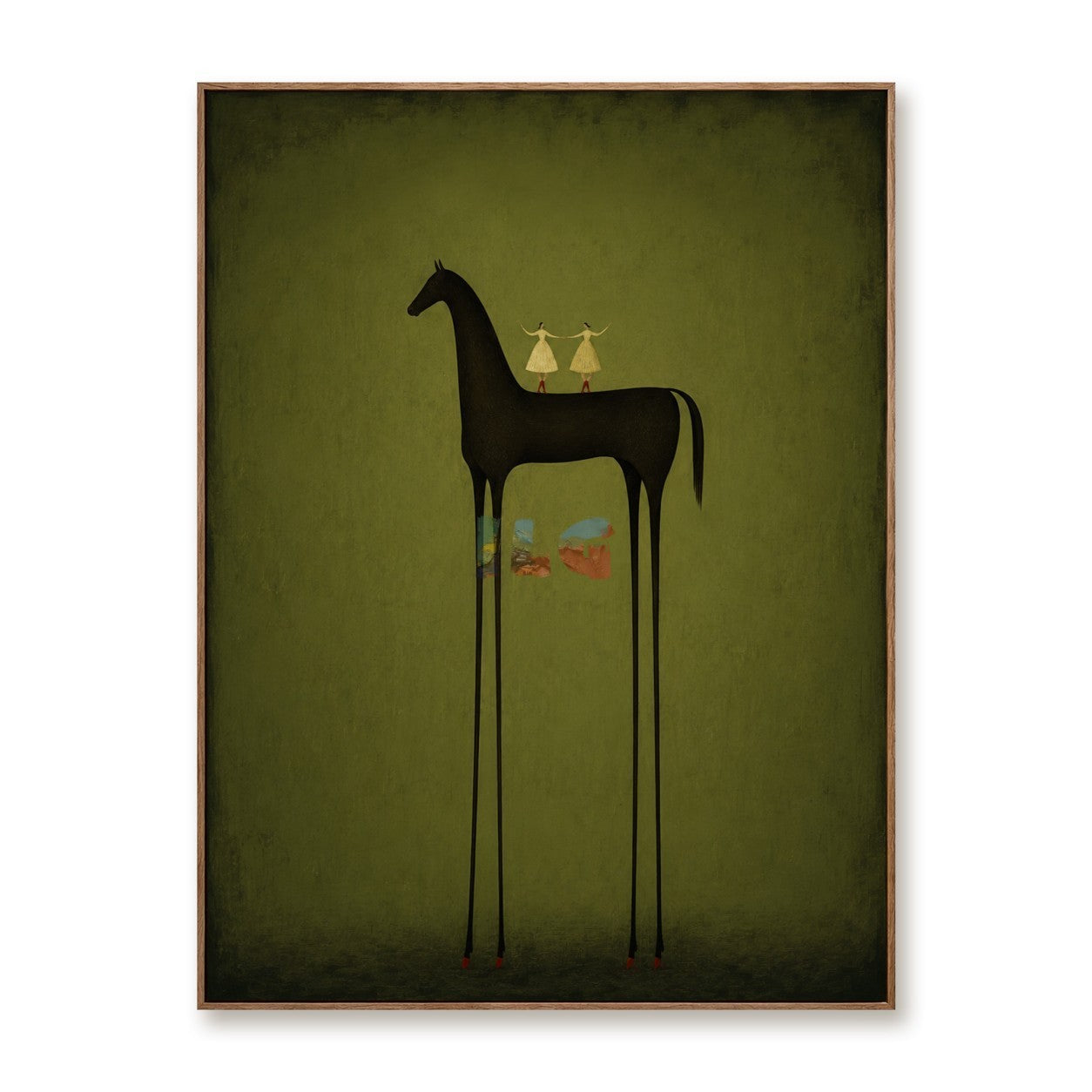 Olive Shadow Horse – Minimal Figurative Wall Art