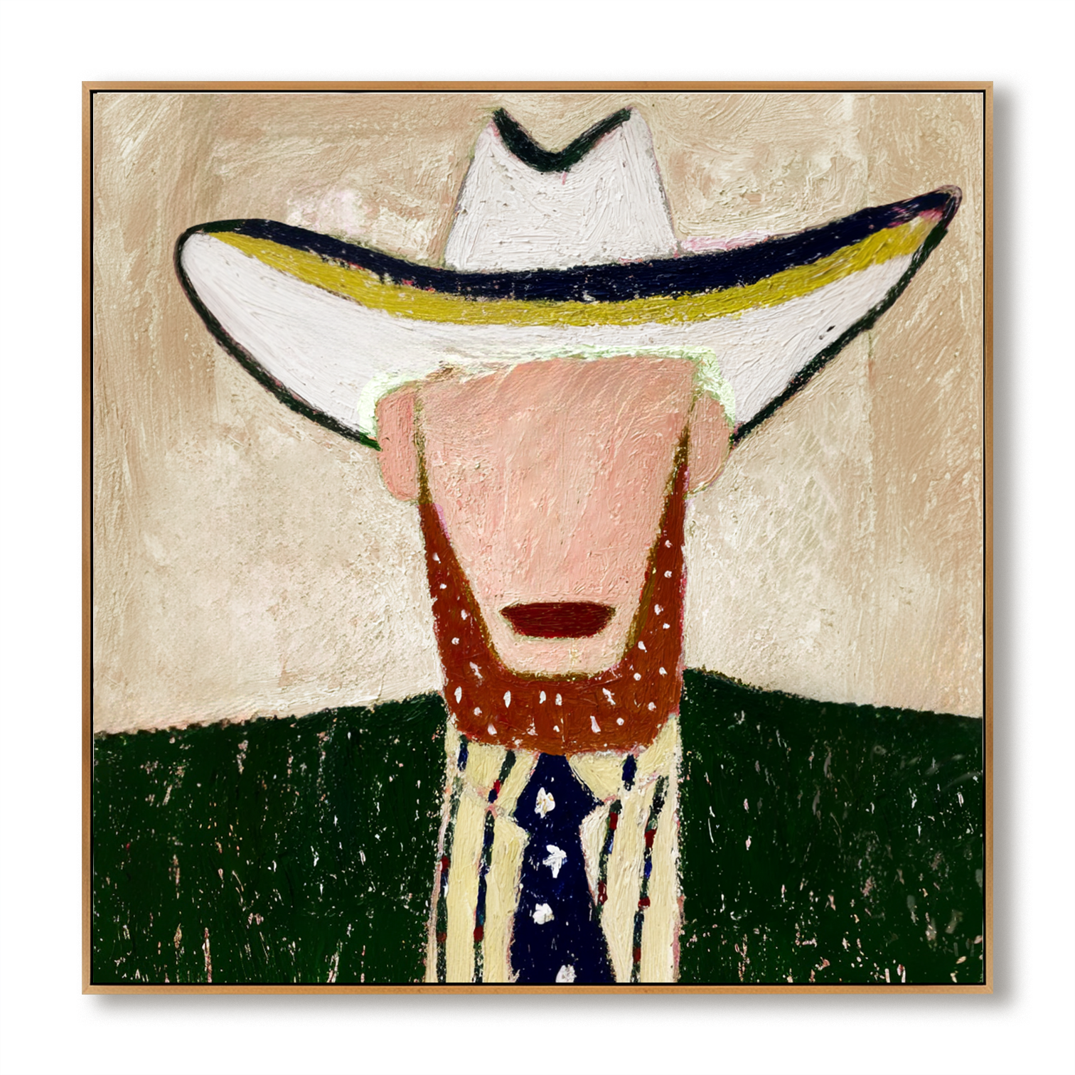 White Hat – Minimalist Hand-Painted Oil Painting