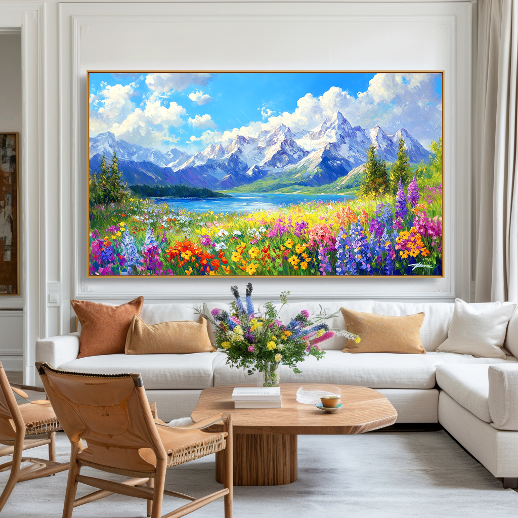 Alpine Promise - Snow Mountain Lake Wildflower Wall Art