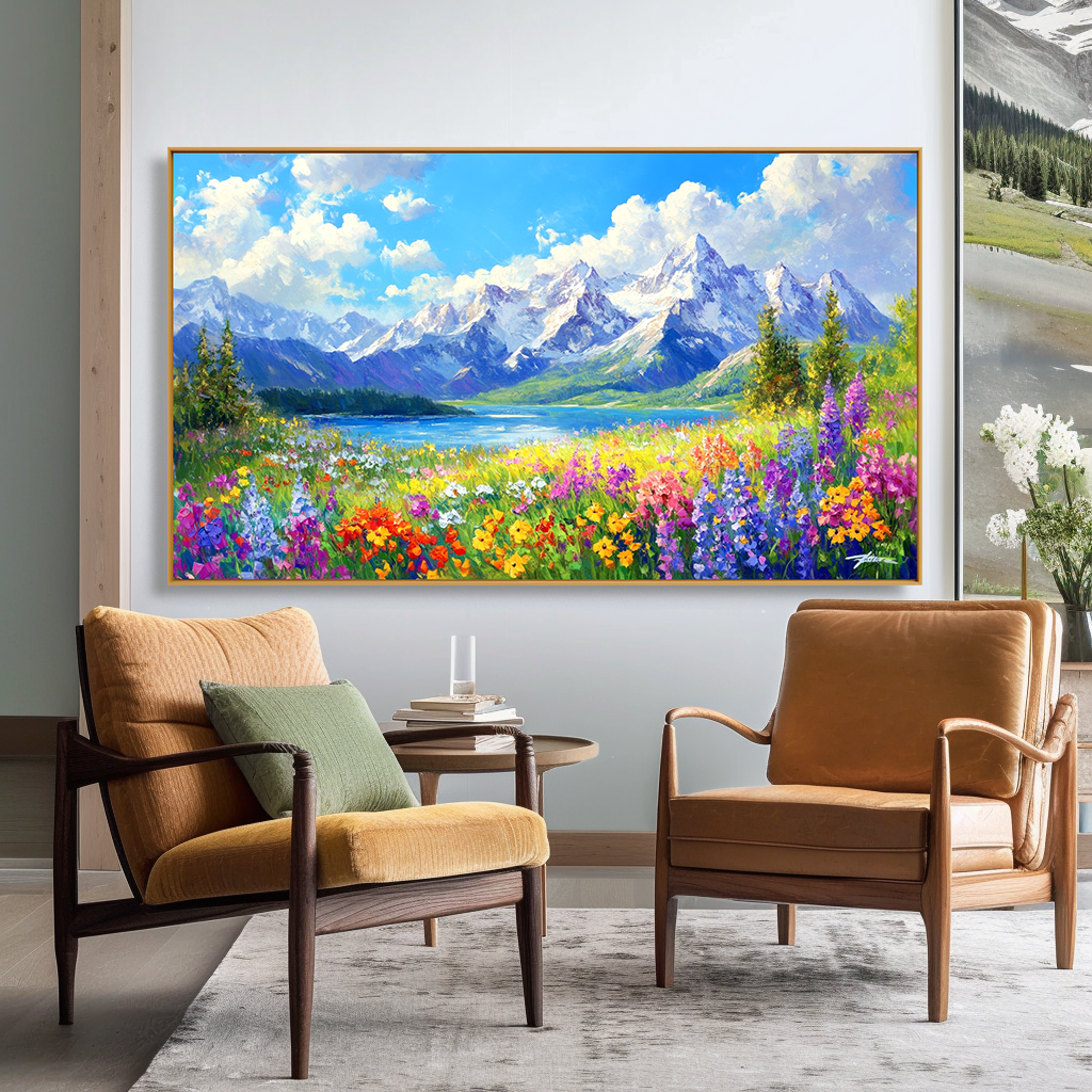 Alpine Promise - Snow Mountain Lake Wildflower Wall Art
