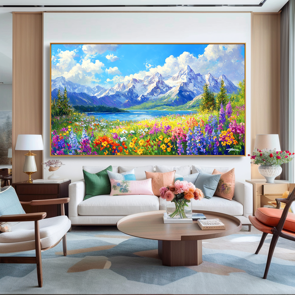 Alpine Promise - Snow Mountain Lake Wildflower Wall Art