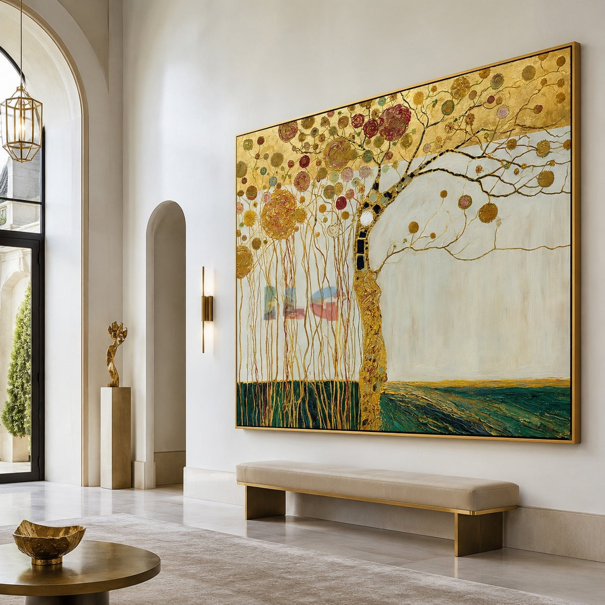 Golden Canopy Bloom – Decorative Botanical Textured Wall Art