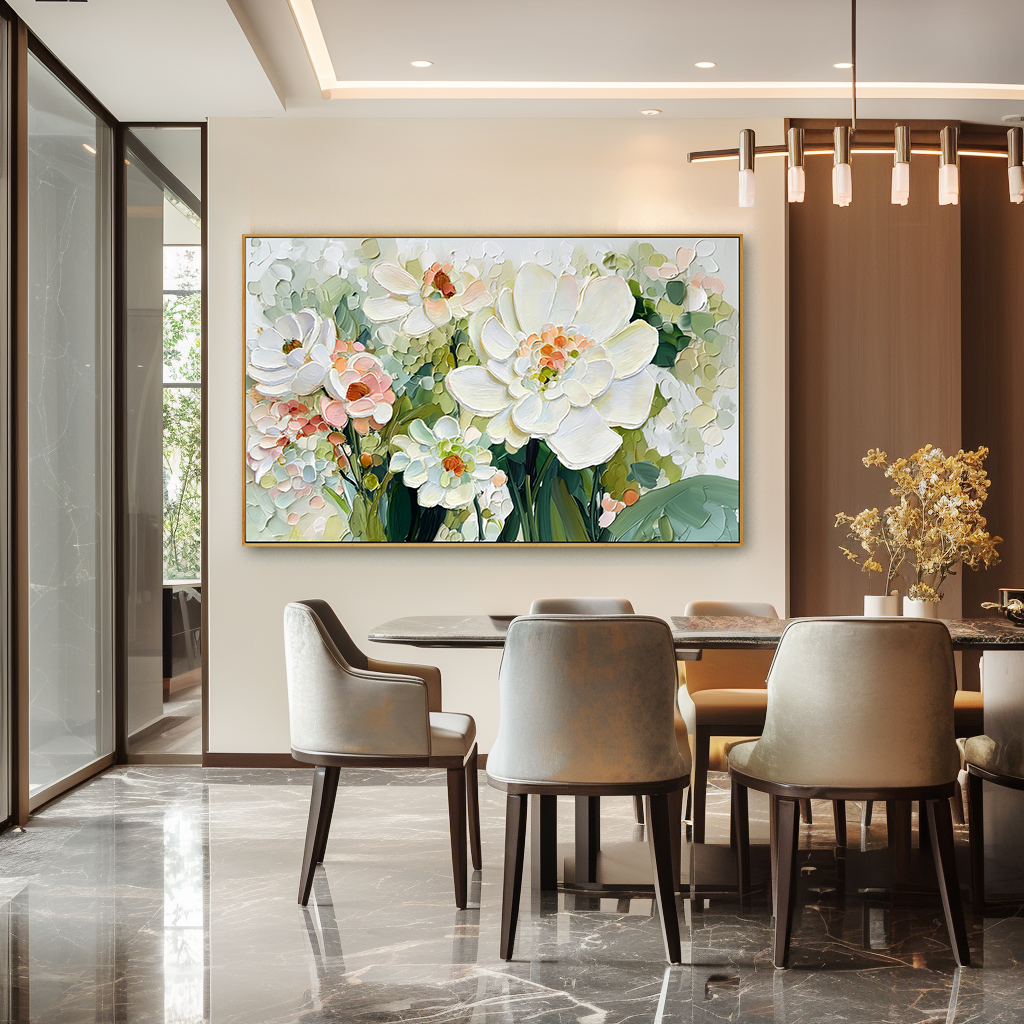 Blooming Serenity – Textured Floral Oil Painting