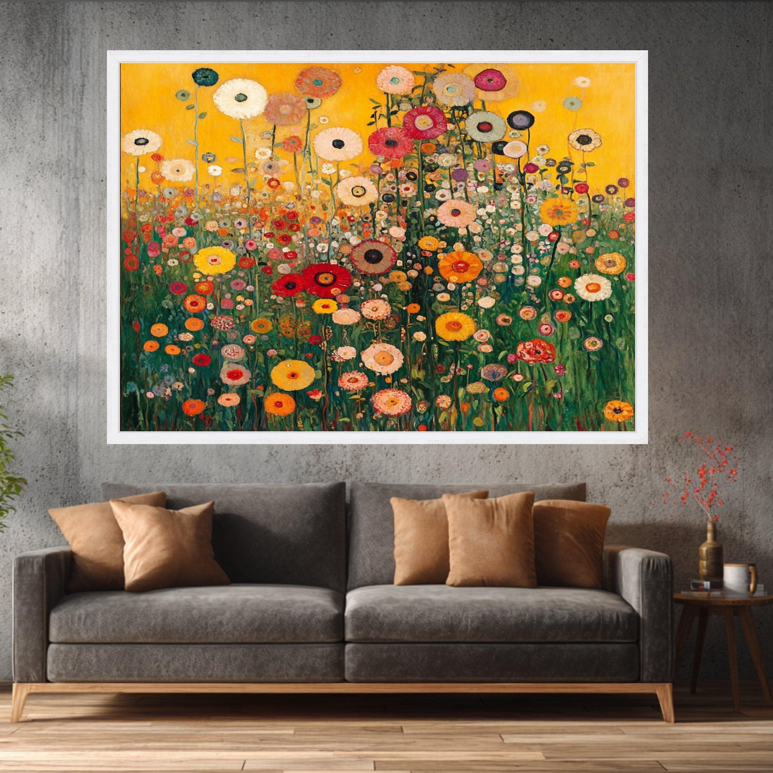 Golden Meadow – Hand-Painted 3D Textured Floral Canvas Wall Art