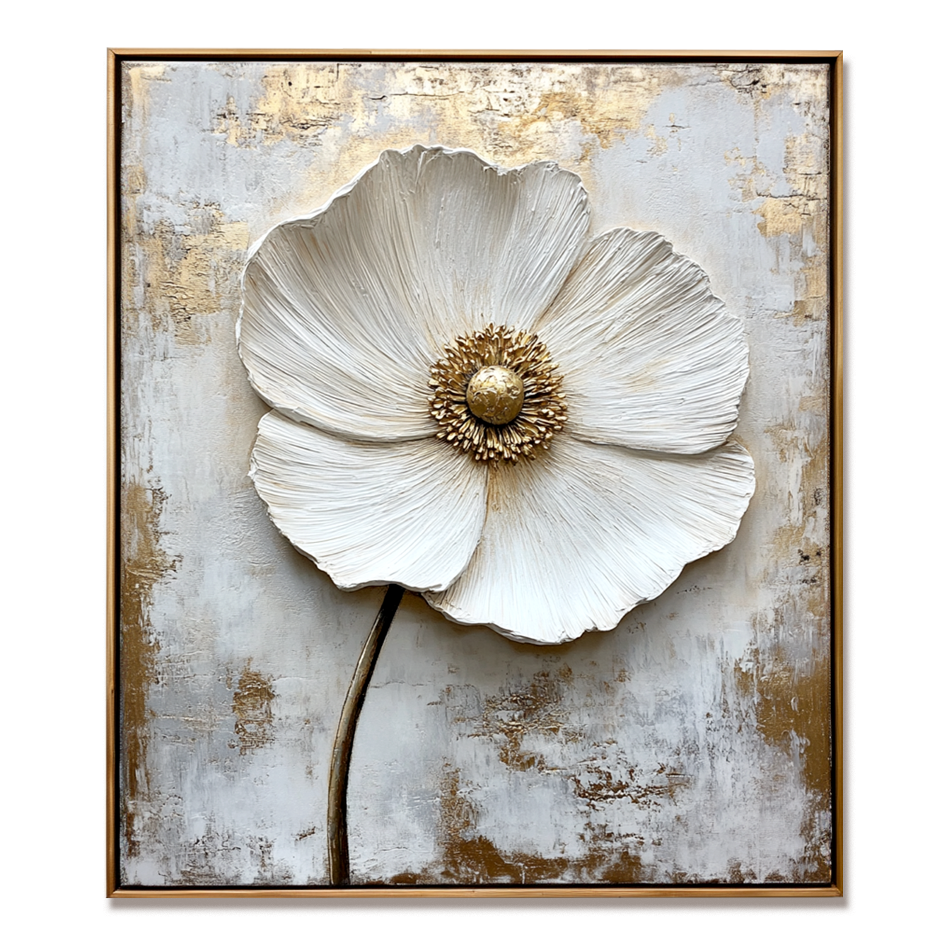 Quiet Bloom – Textured Floral Wall Art with Wabi-Sabi Influence