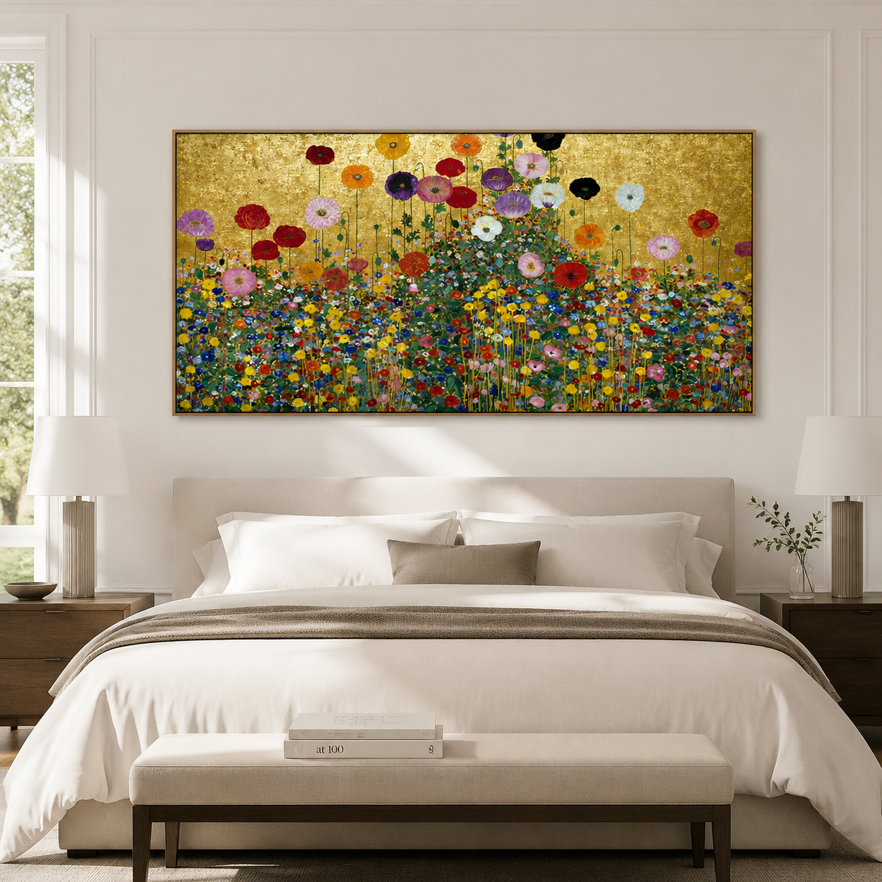 Auric Meadow – Hand-Painted Textured Floral Canvas Wall Art