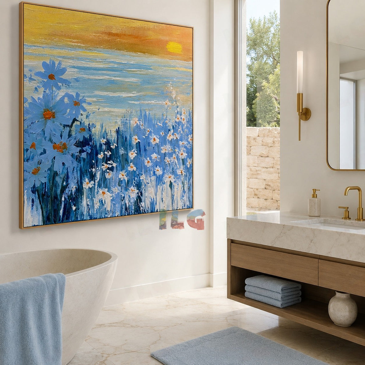 Blue Meadow Morning – Floral Landscape Wall Art