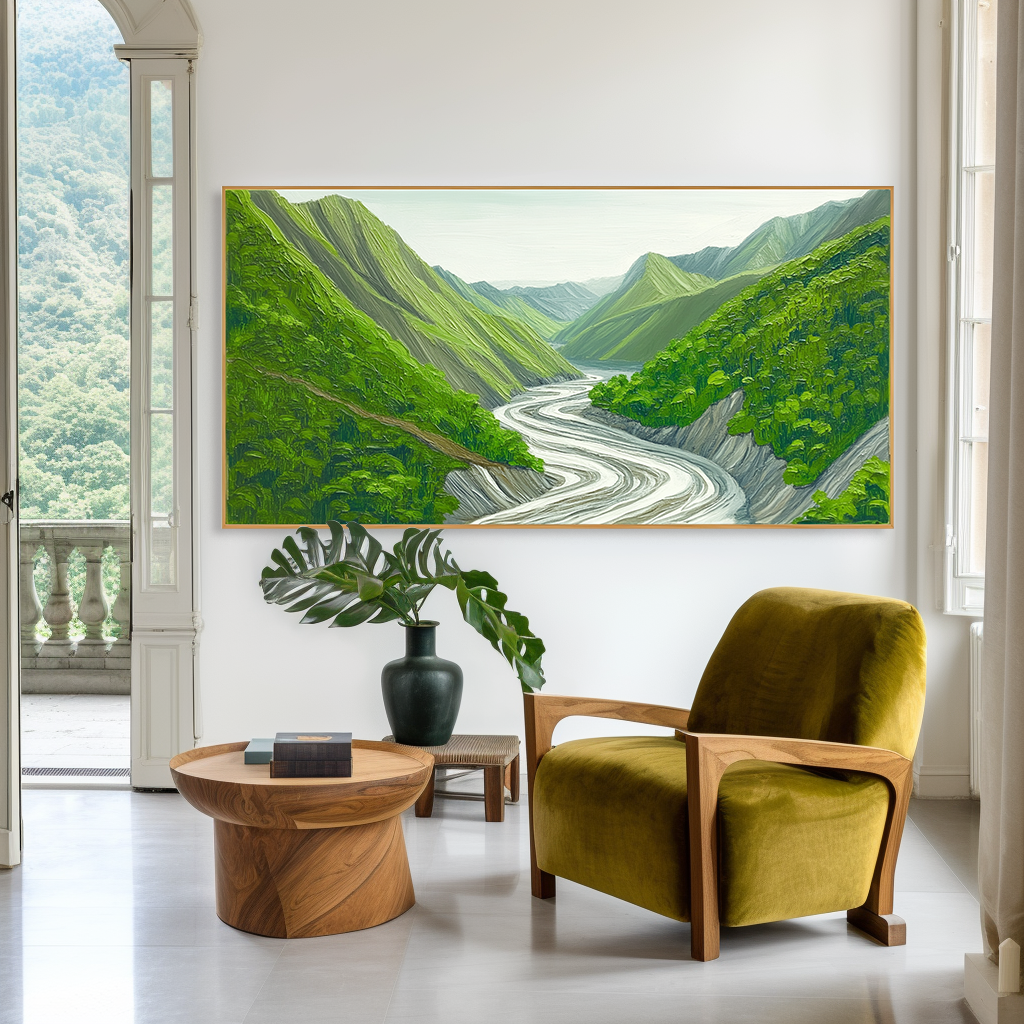 Emerald Passage - Green Valley River Landscape Wall Art