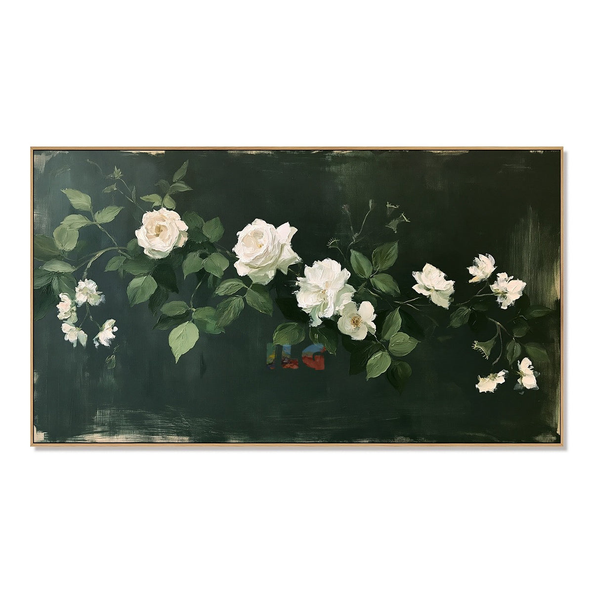 Emerald White Rose Trail – Floral Wall Art