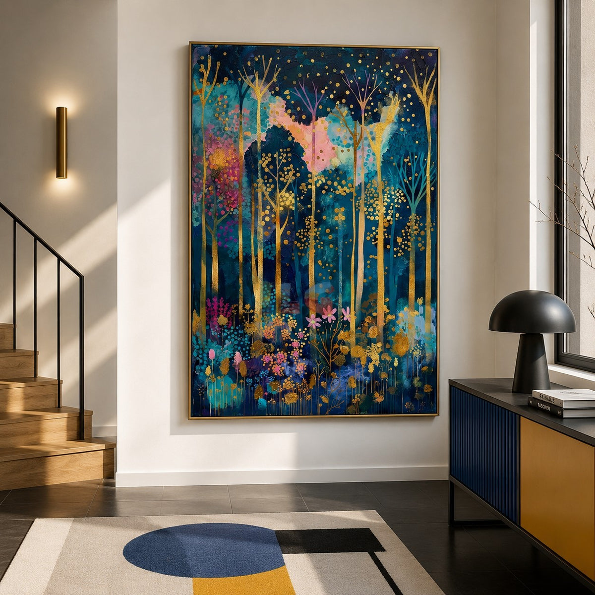 Enchanted Gilded Forest – Colorful Botanical Wall Art