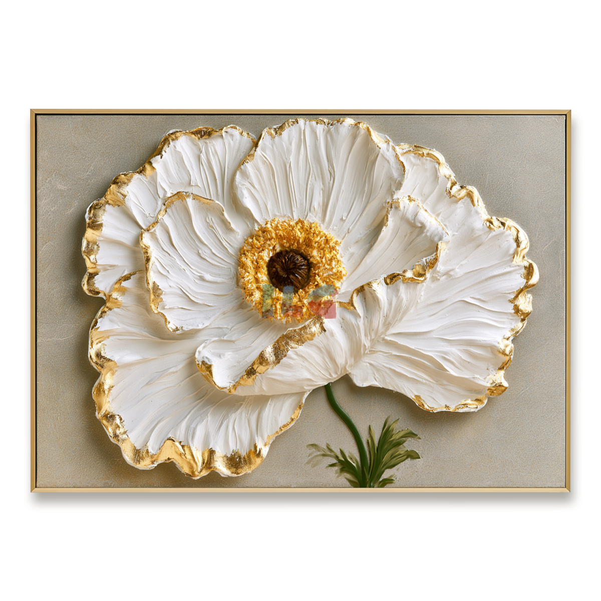 Golden Petal Elegance – Luxury Floral Textured Wall Art