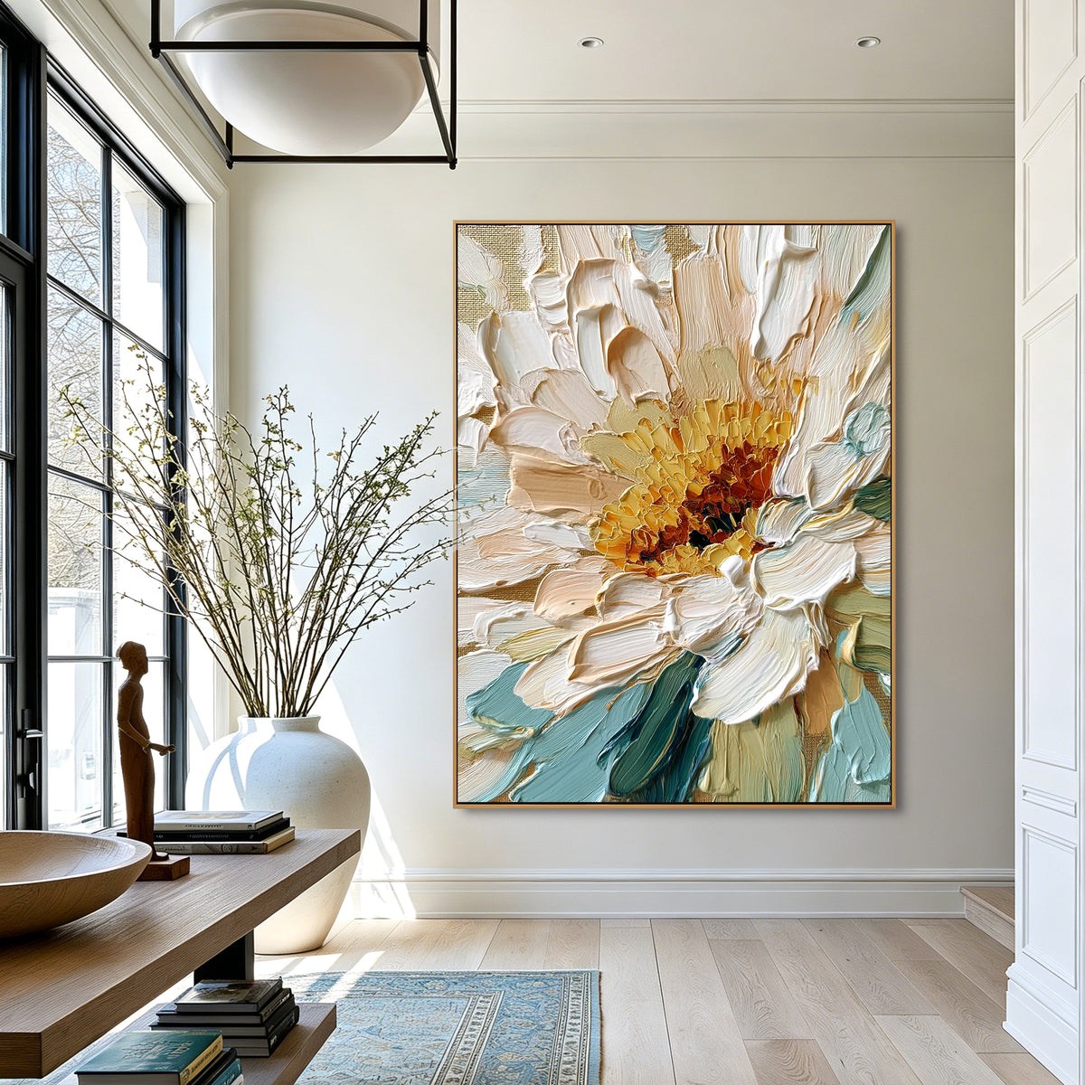 Ivory Garden Symphony – Textured Floral Wall Art