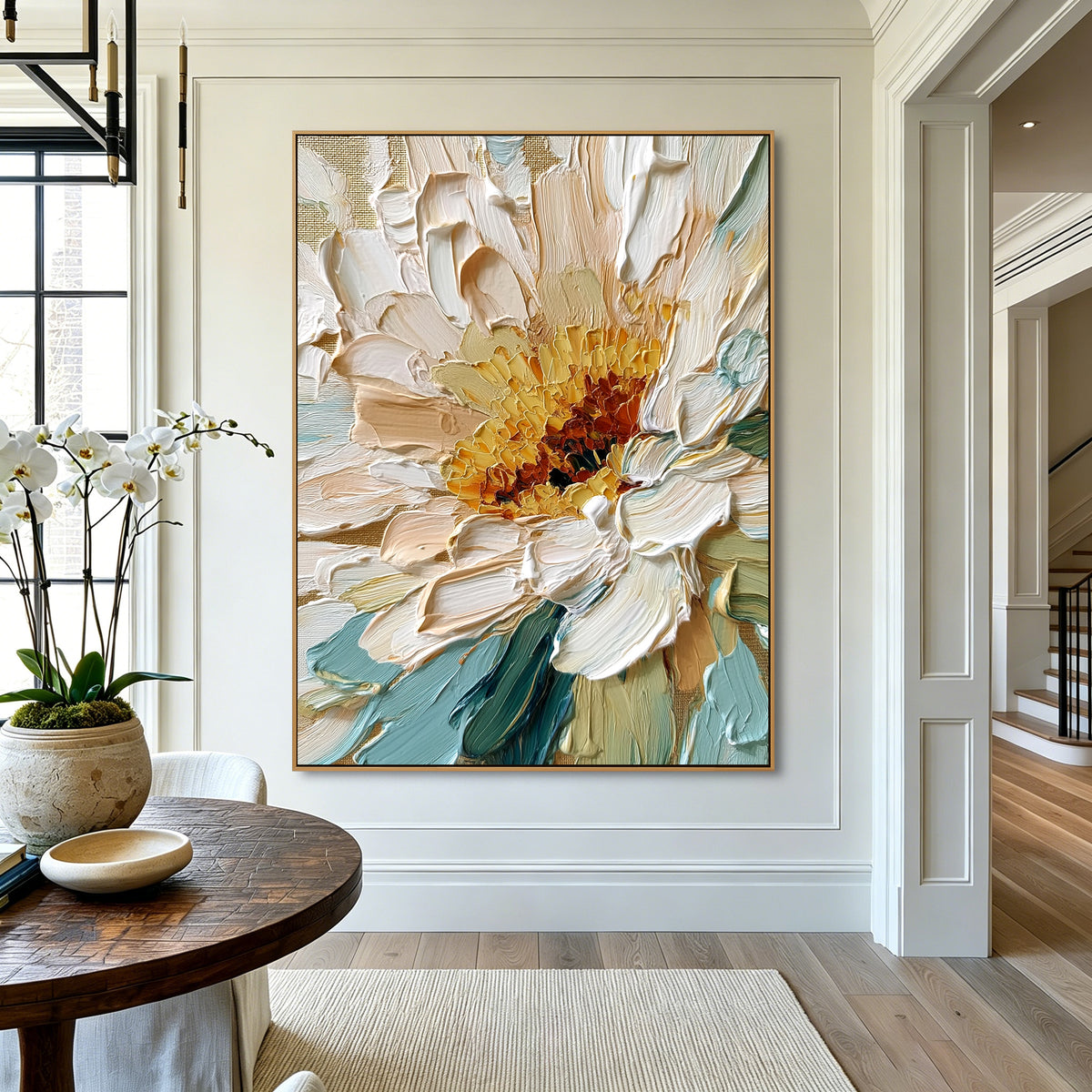 Ivory Garden Symphony – Textured Floral Wall Art
