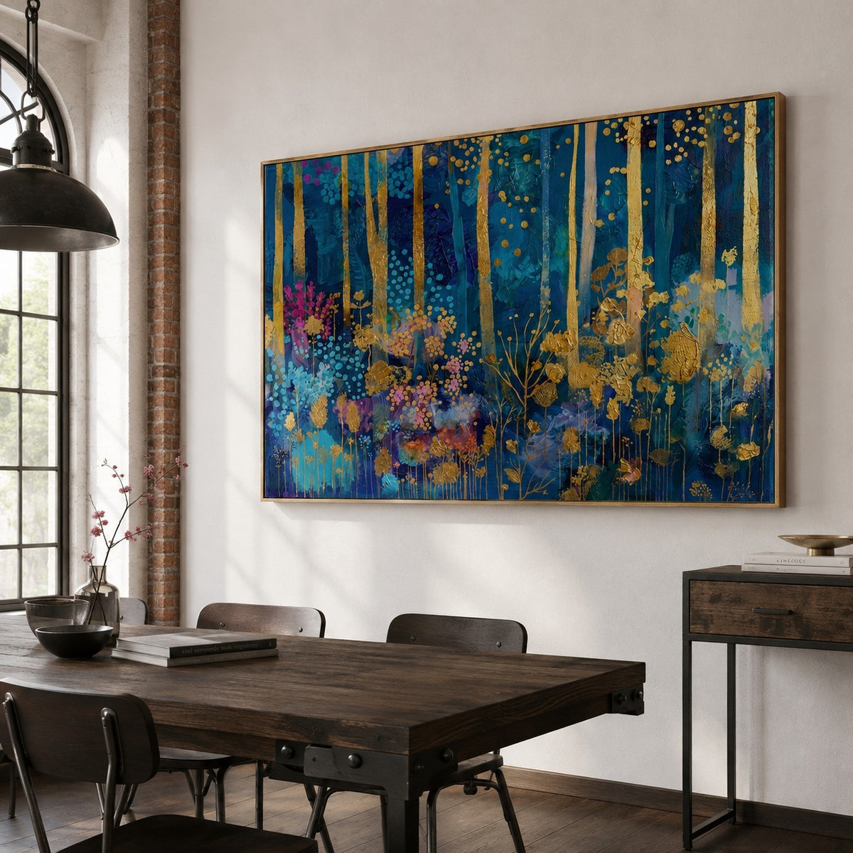 Midnight Gilded Grove – Colorful Botanical Wall Art