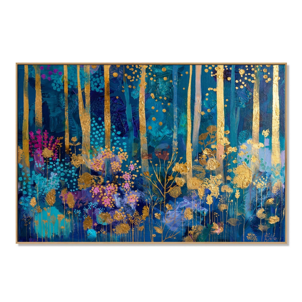 Midnight Gilded Grove – Colorful Botanical Wall Art