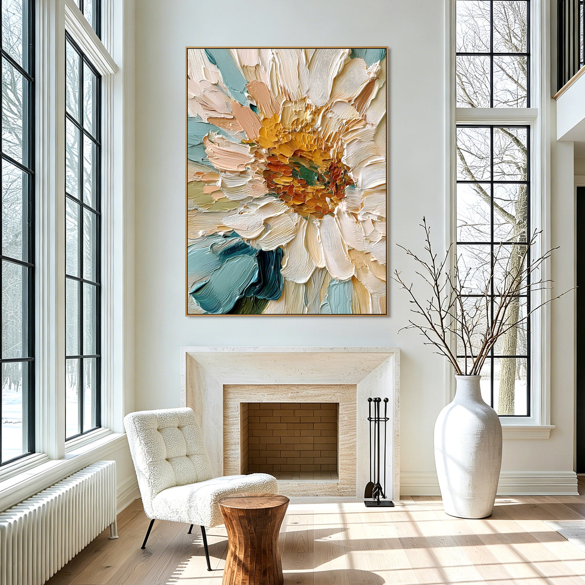 Ocean Bloom Reverie – Textured Floral Wall Art