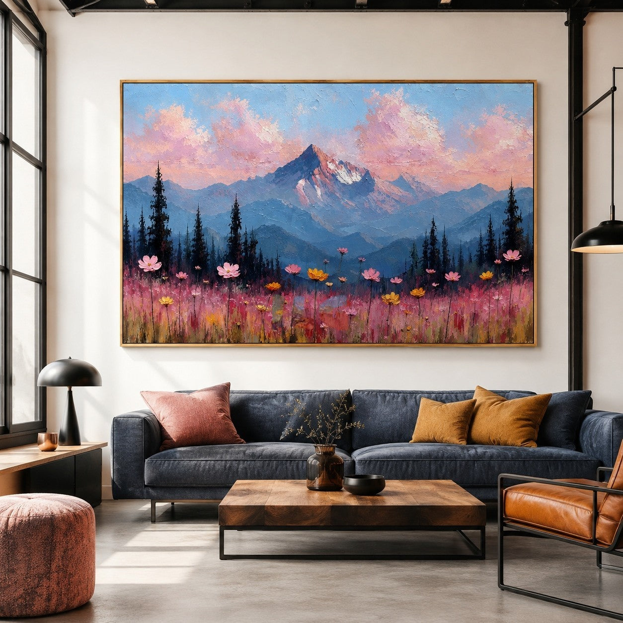 Rose Cloud Summit Meadow – Mountain Floral Landscape Wall Art