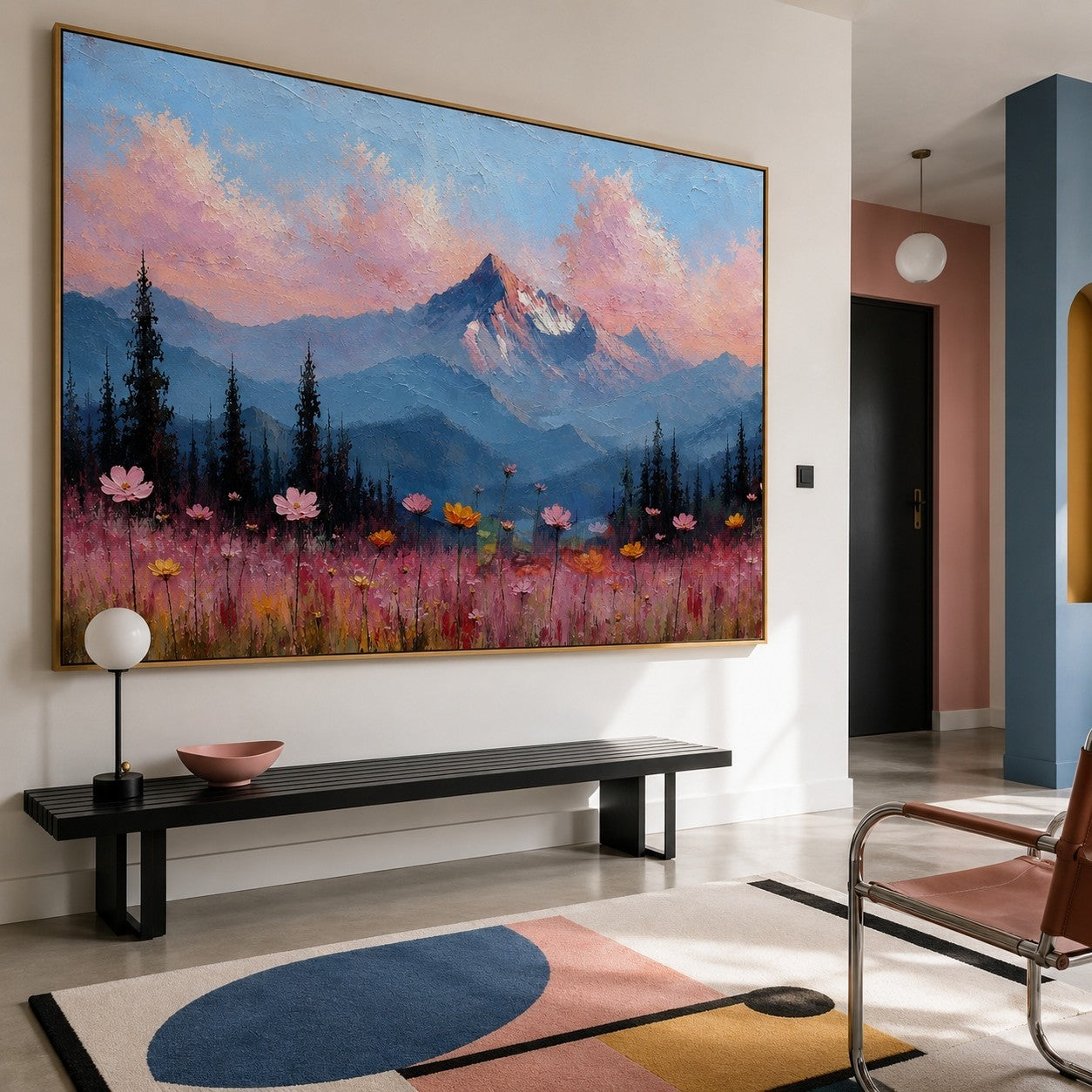 Rose Cloud Summit Meadow – Mountain Floral Landscape Wall Art