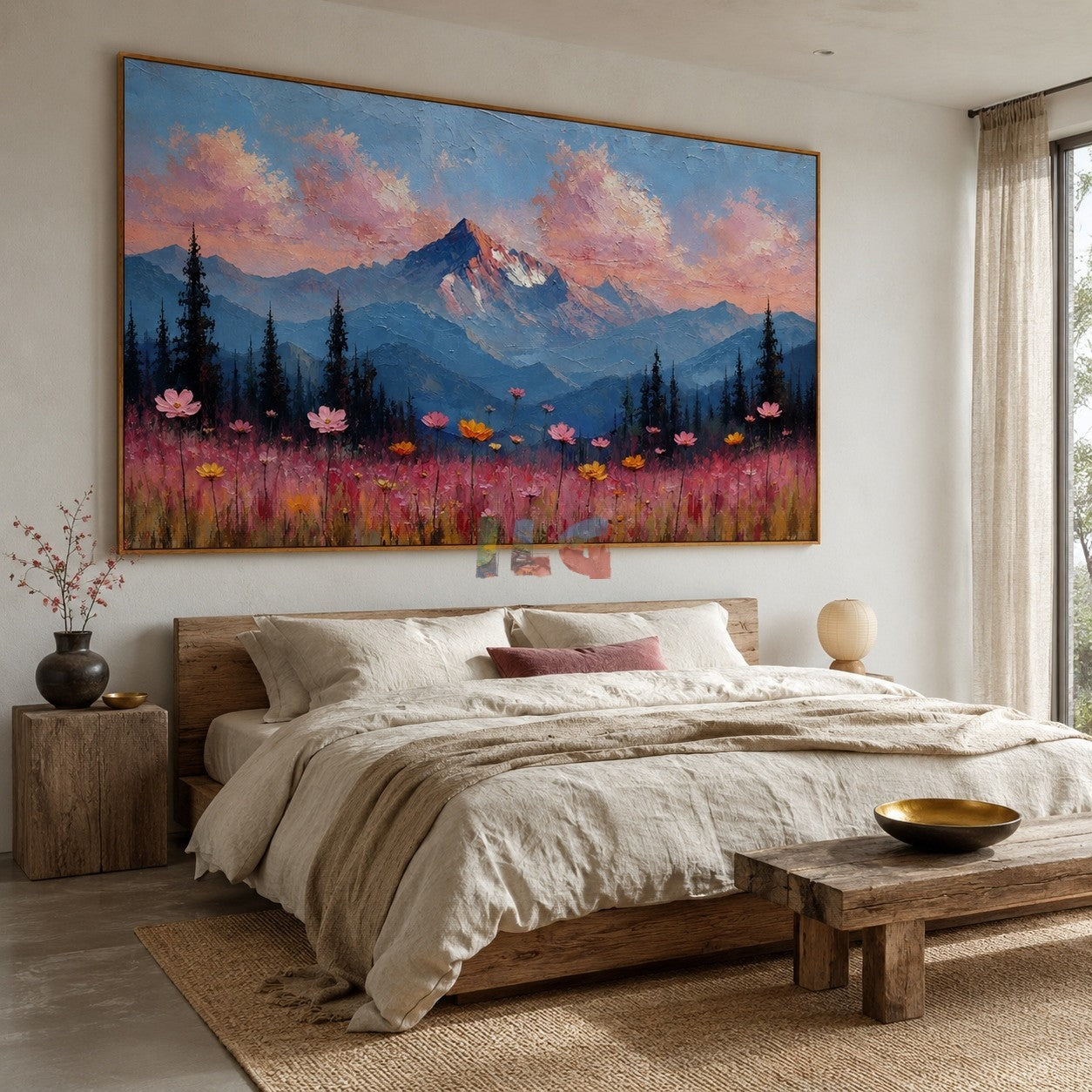 Rose Cloud Summit Meadow – Mountain Floral Landscape Wall Art