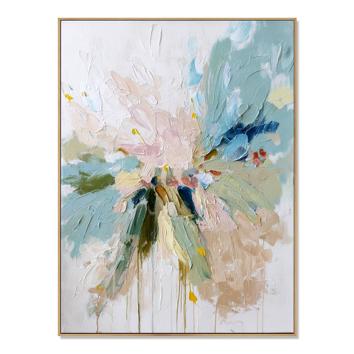 Seafoam Bloom Burst – Textured Floral Wall Art