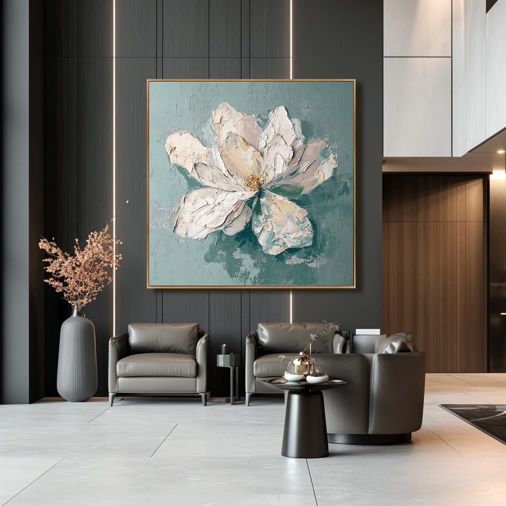 Soft Bloom Study – Hand-Painted Floral Wall Art with Textured Oil Brushwork for Modern Home Decor