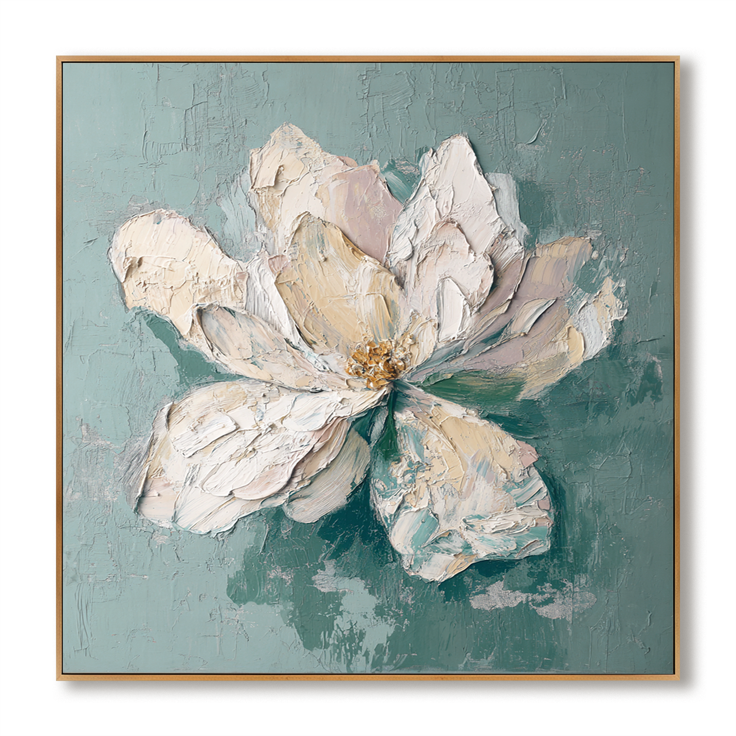 Soft Bloom Study – Hand-Painted Floral Wall Art with Textured Oil Brushwork for Modern Home Decor