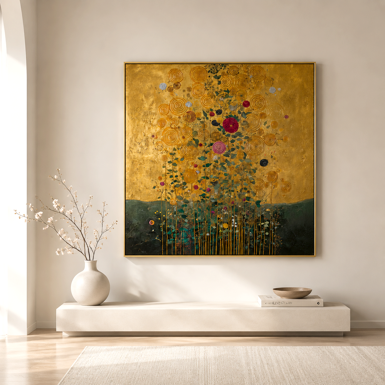 Sunlit Spiral – Textured Abstract Oil Painting
