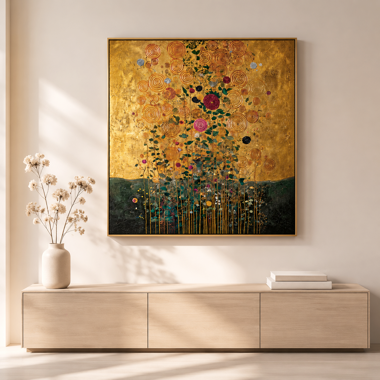 Sunlit Spiral – Textured Abstract Oil Painting