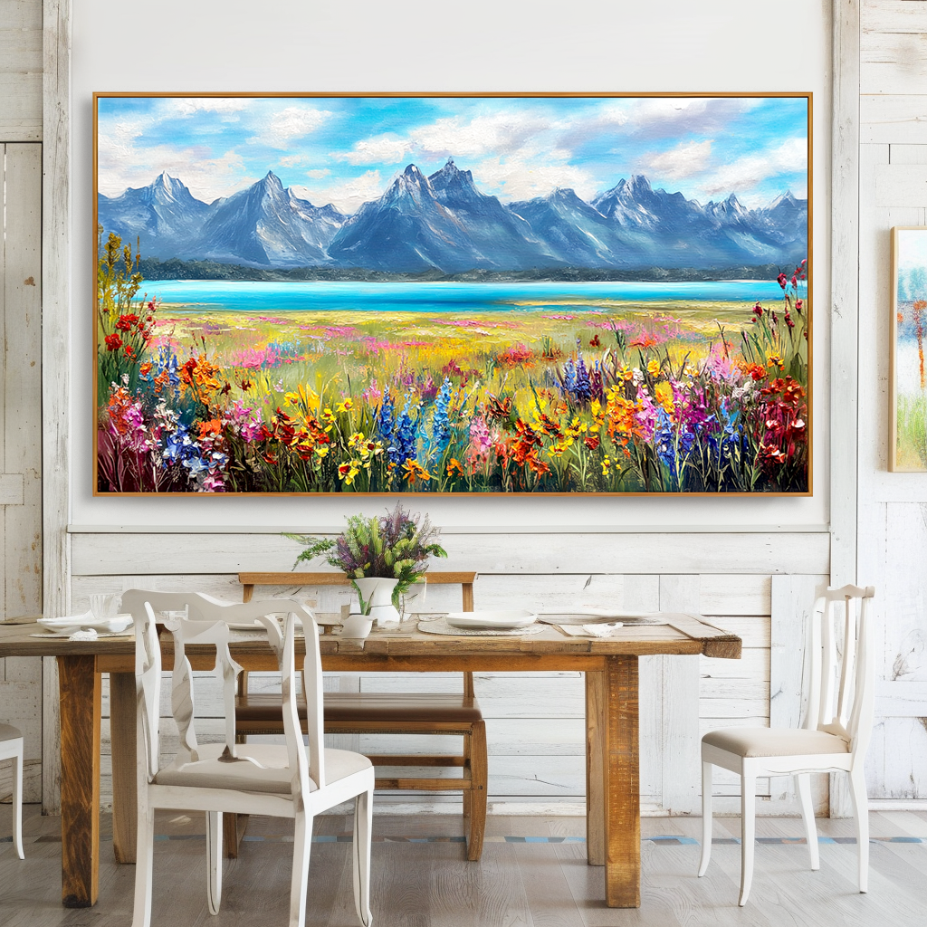 Wildflower Lake Mountain Landscape Wall Art