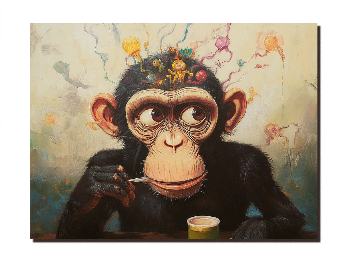 Whimsical Primate Portrait Art